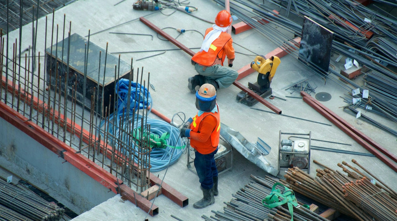Revamp NYC Corp field team wearing hard hats on a New York construction site